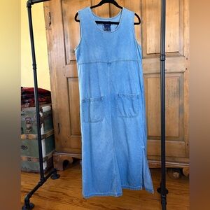 VINTAGE 90s Denim Midi Dress 100% Cotton